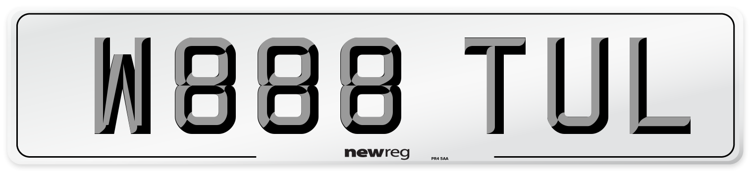 W888 TUL Number Plate from New Reg